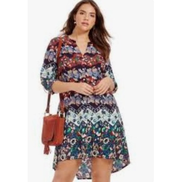 Anthropologie Raga XL Floral Print Dress Bohemian Long Sleeve Button Up Women's - Picture 1 of 7